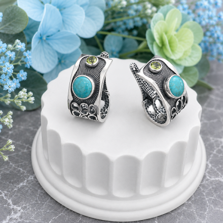 Серебряные серьги  Батискаф